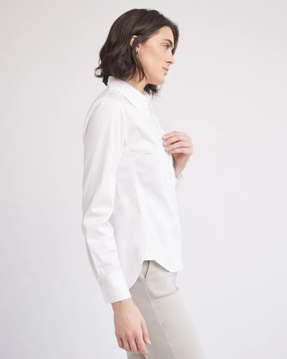 Long-Sleeve Buttoned-Down Poplin Blouse