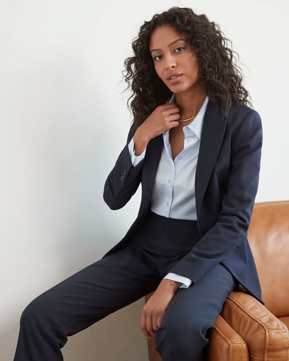 Long-Sleeve Buttoned-Down Poplin Blouse