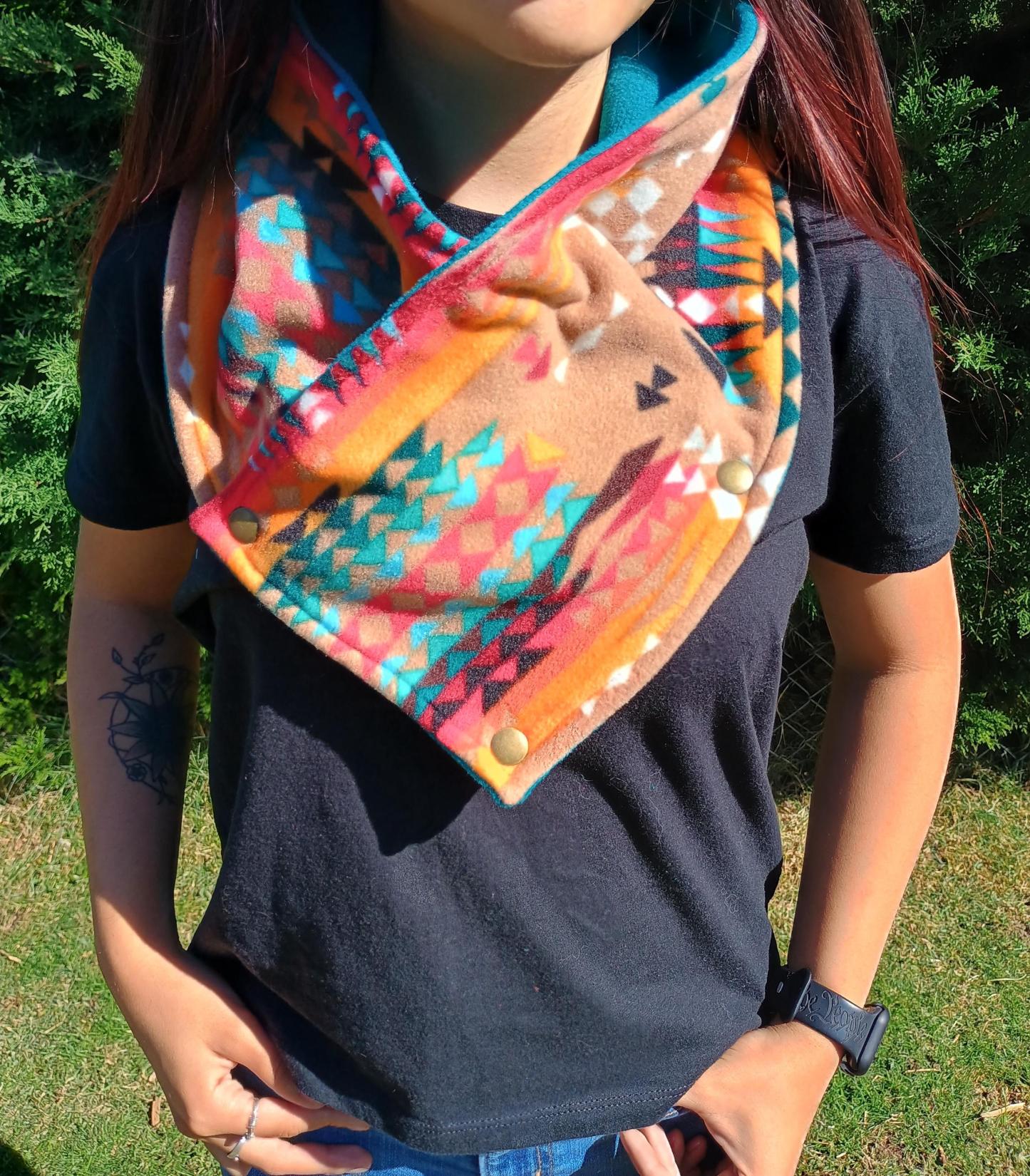 Western Cowboy Buckaroo Cowl Scarf Aztec Warm Neck Hood 