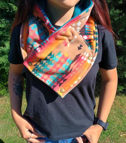 Western Cowboy Buckaroo Cowl Scarf Aztec Warm Neck Hood 