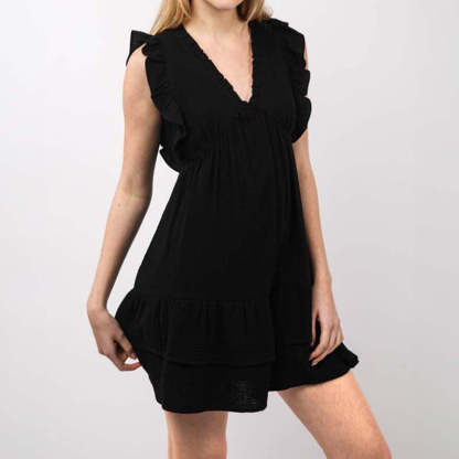 Deep V Ruffle Dress