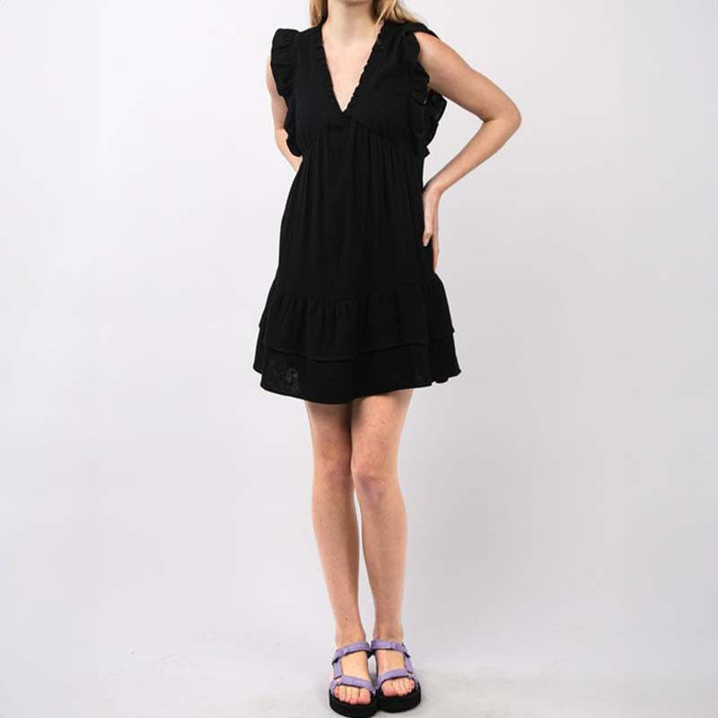 Deep V Ruffle Dress