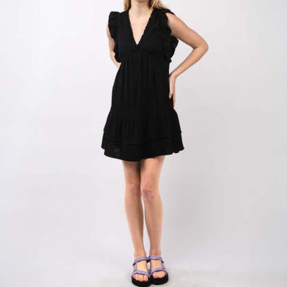 Deep V Ruffle Dress