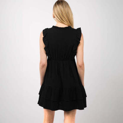 Deep V Ruffle Dress