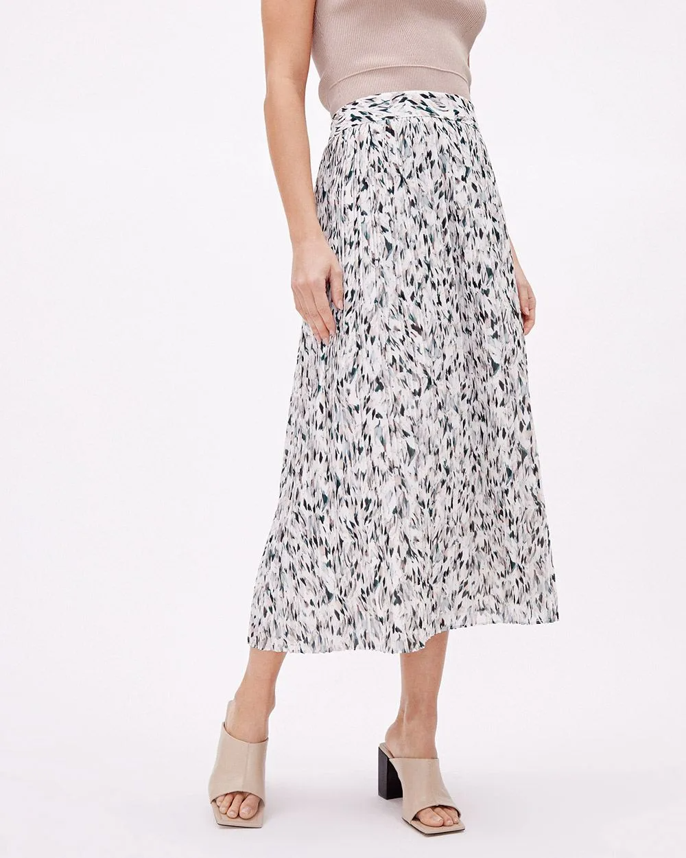 Pleated High-Rise A-Line Maxi Skirt