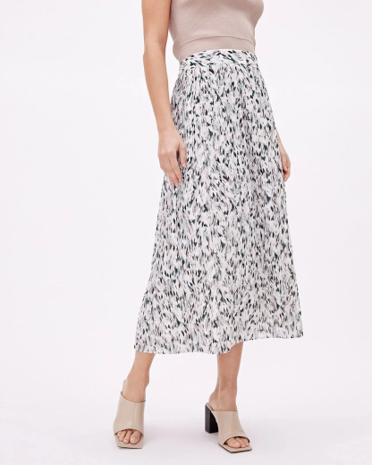 Pleated High-Rise A-Line Maxi Skirt