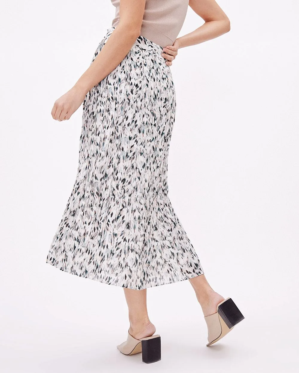 Pleated High-Rise A-Line Maxi Skirt