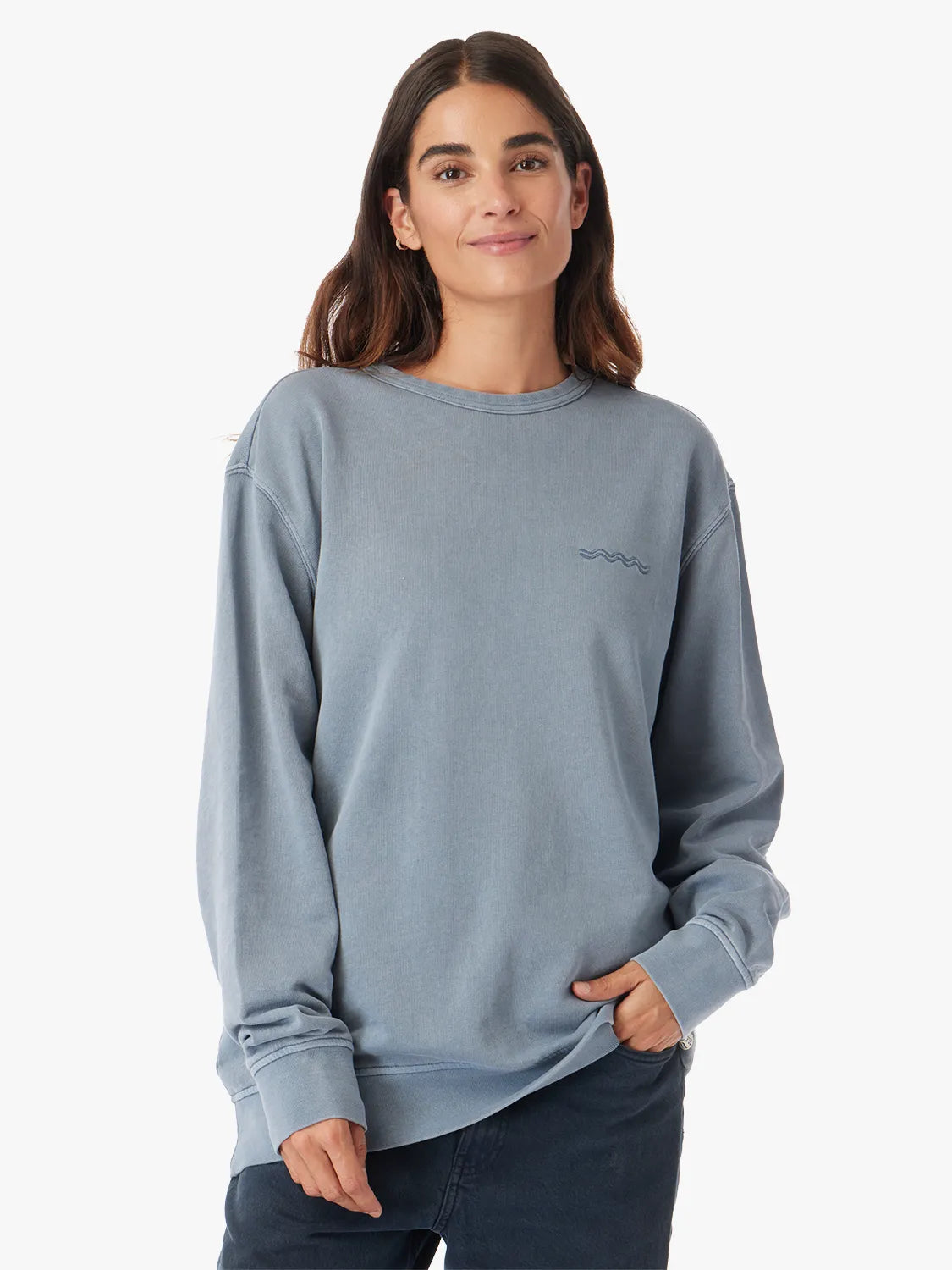 The Vintage-Wash Saltaire Crewneck | Slate