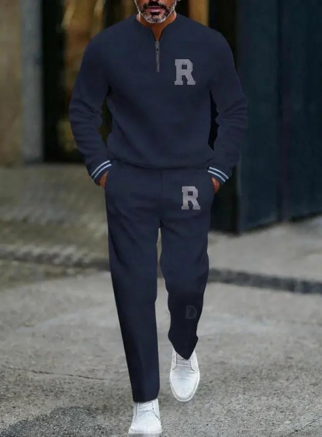 Zipper Long Sleeve Long Pants Two-Piece Set