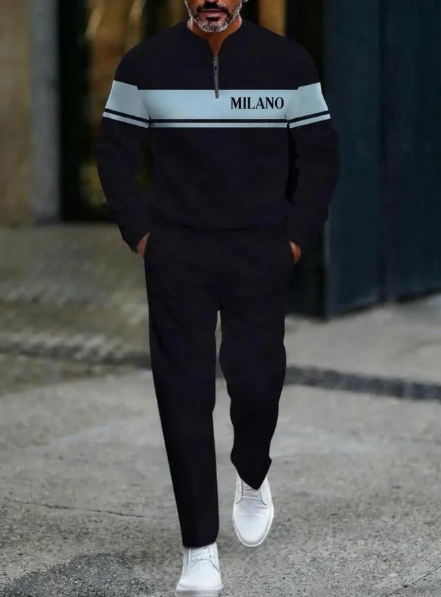 Zipper Long Sleeve Long Pants Two-Piece Set