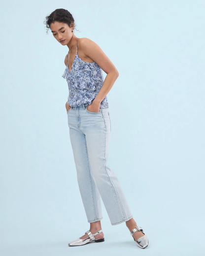 Sleeveless Blouse with Floral Pattern