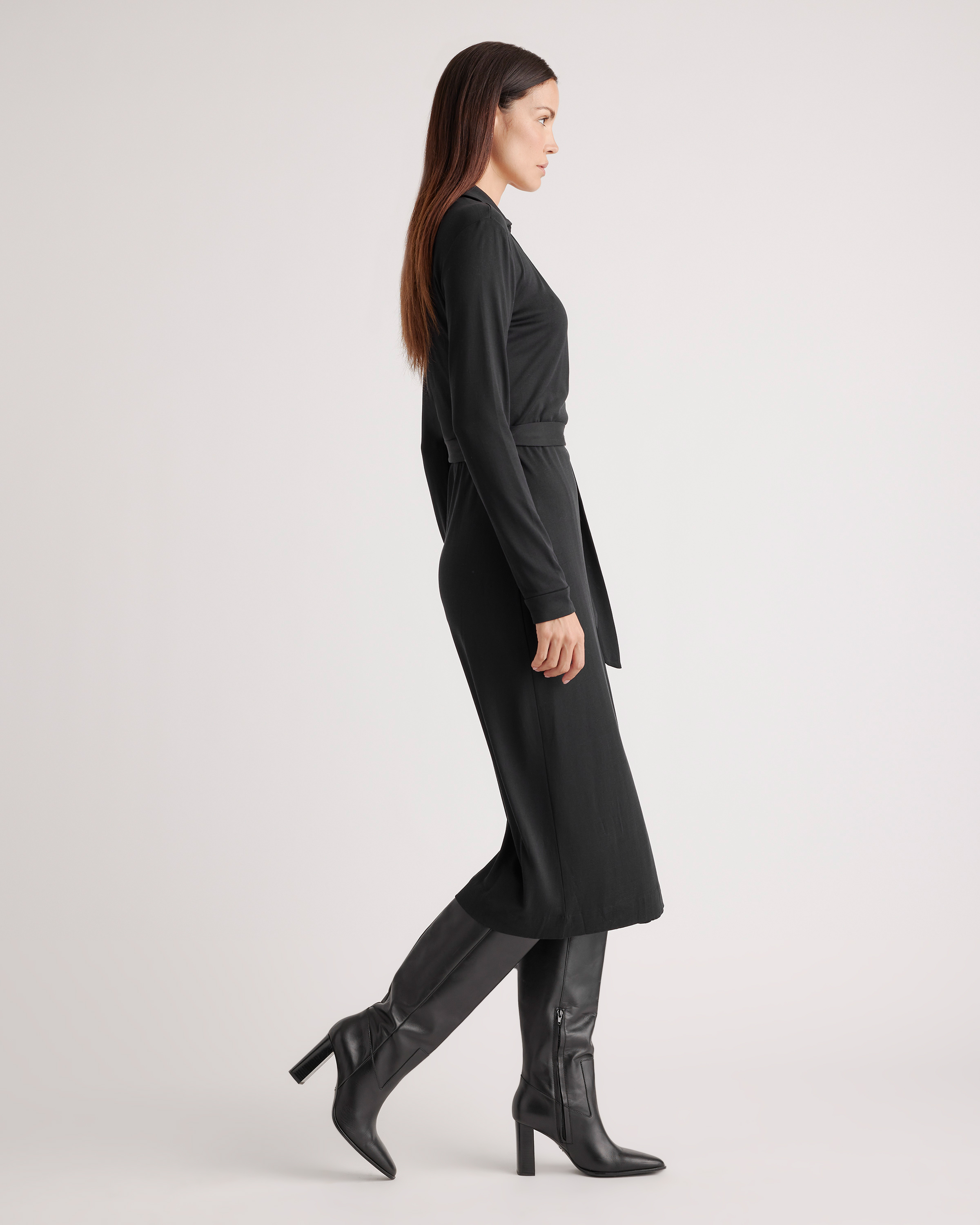 100% Silk Jersey Midi Wrap Dress