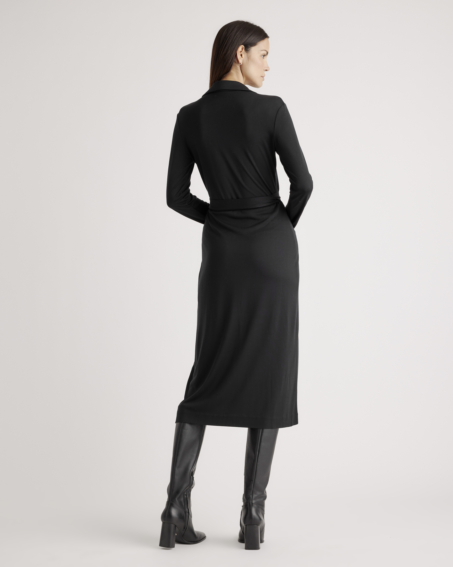 100% Silk Jersey Midi Wrap Dress