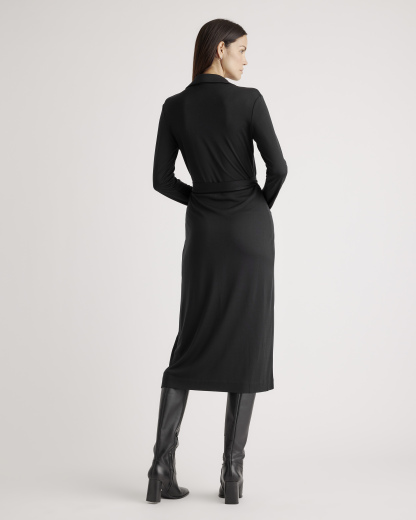 100% Silk Jersey Midi Wrap Dress