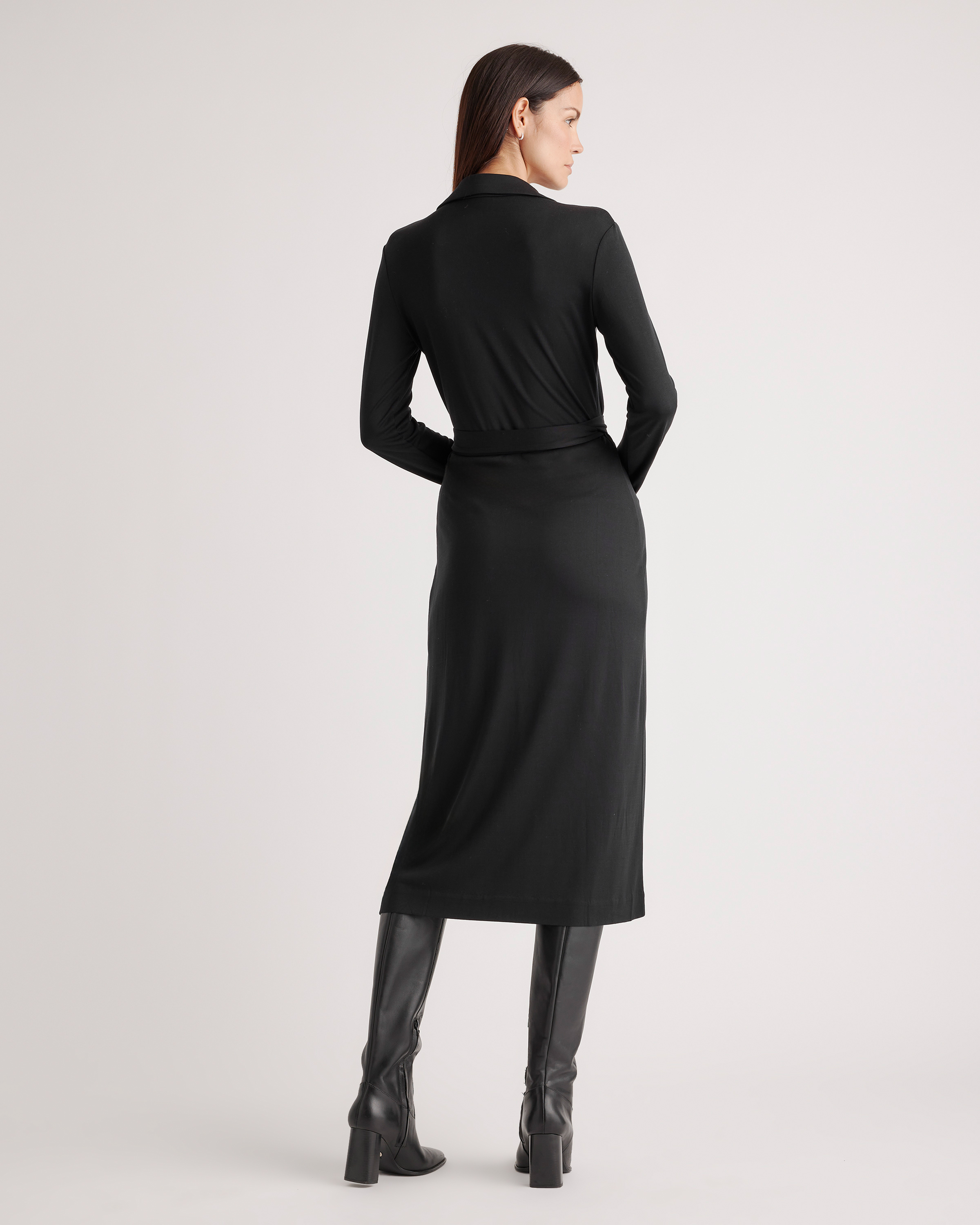 100% Silk Jersey Midi Wrap Dress