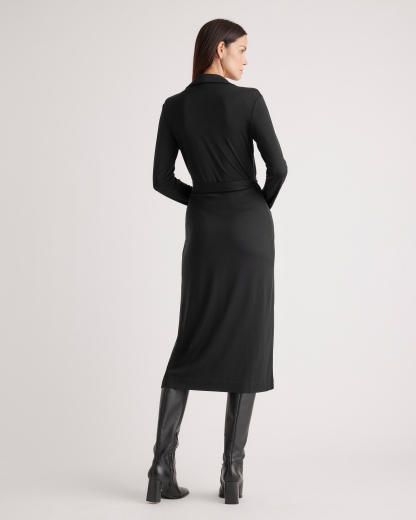 100% Silk Jersey Midi Wrap Dress