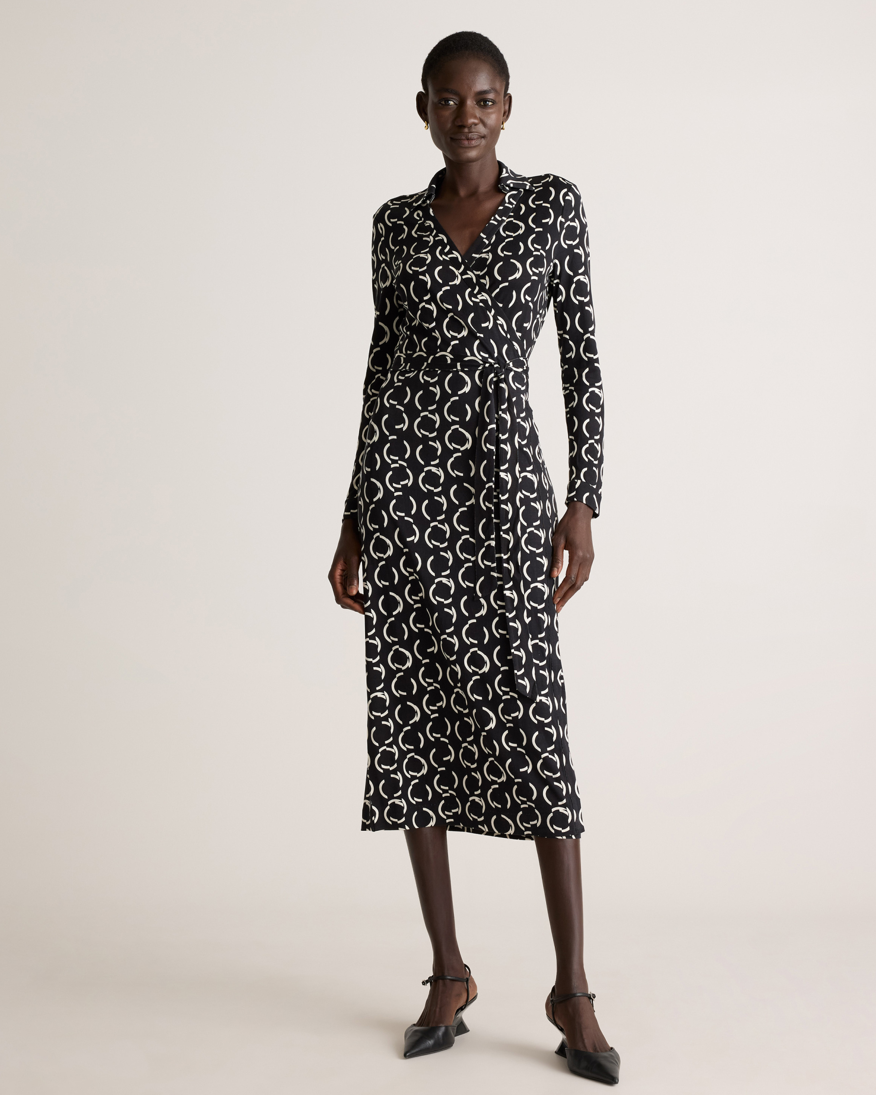 100% Silk Jersey Midi Wrap Dress