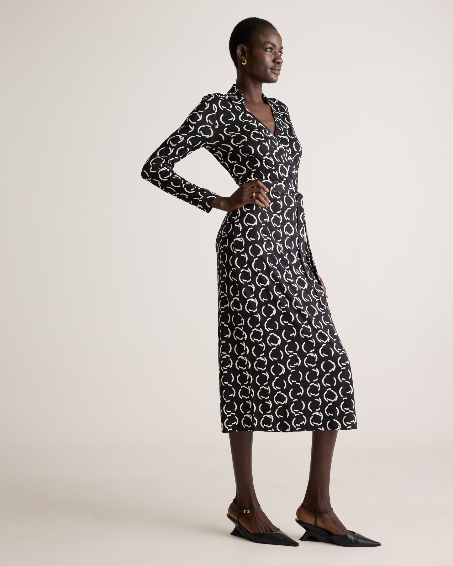 100% Silk Jersey Midi Wrap Dress