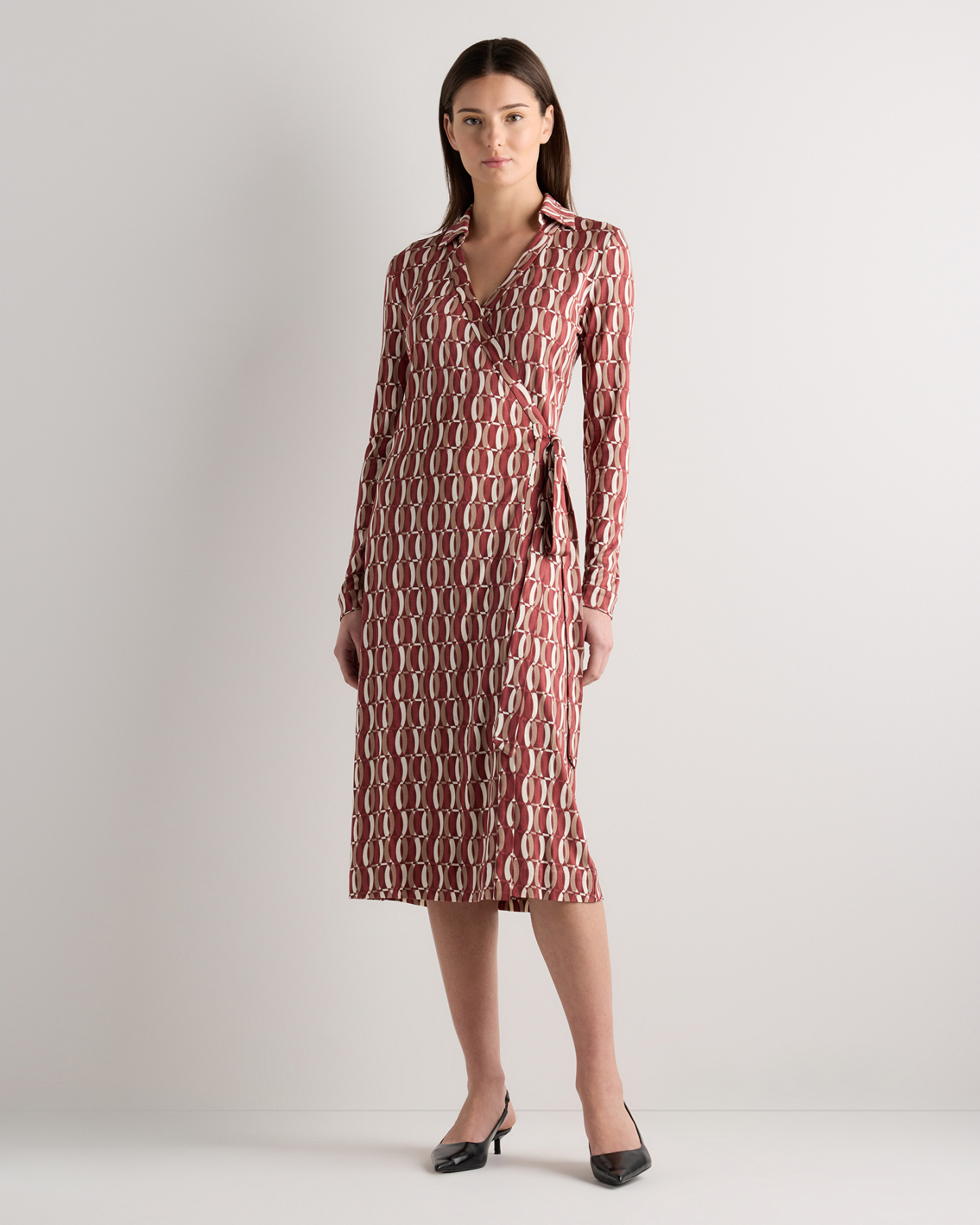 100% Silk Jersey Midi Wrap Dress