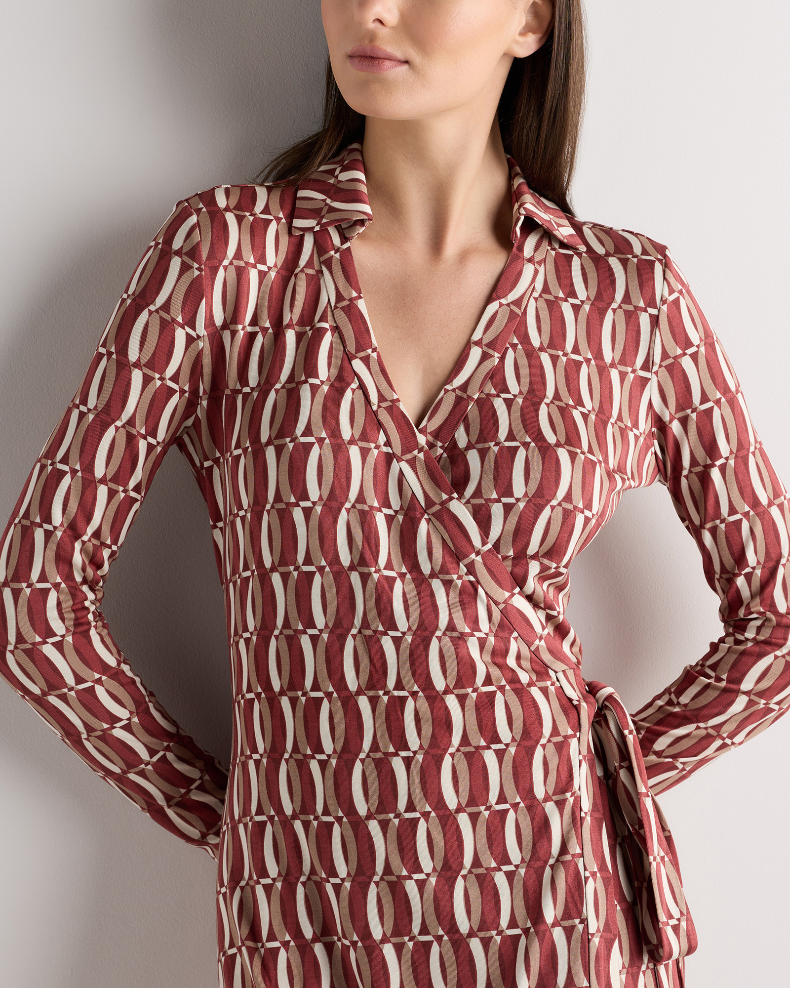100% Silk Jersey Midi Wrap Dress