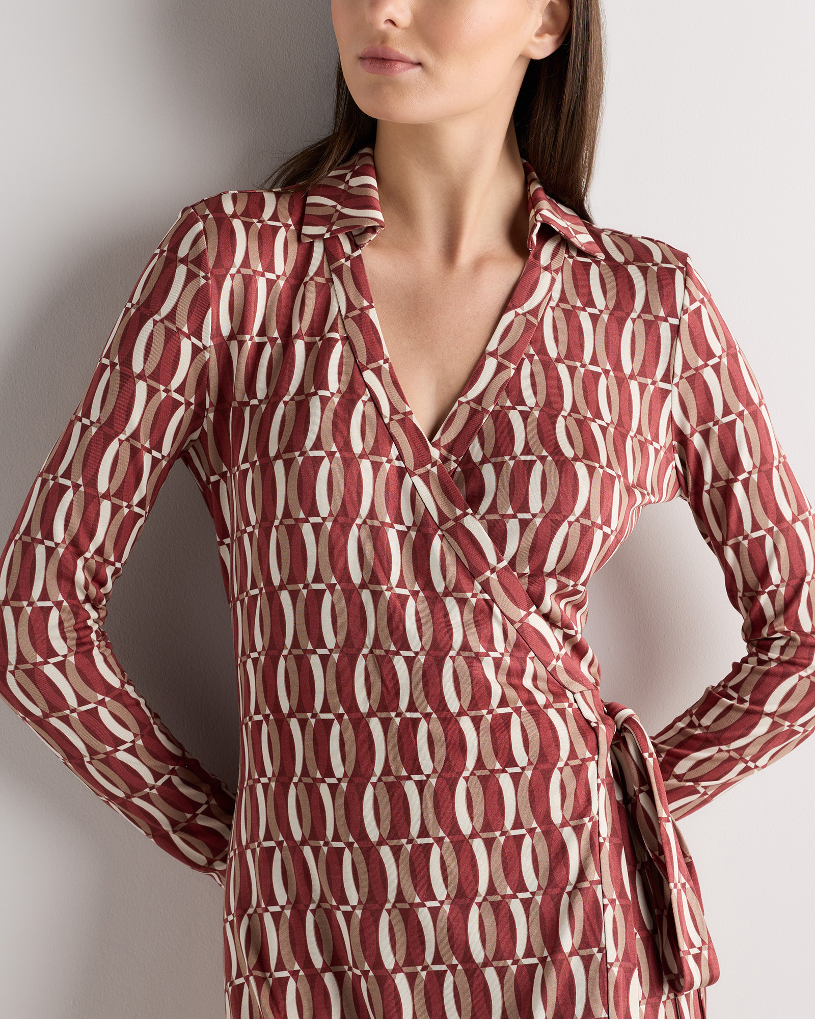 100% Silk Jersey Midi Wrap Dress