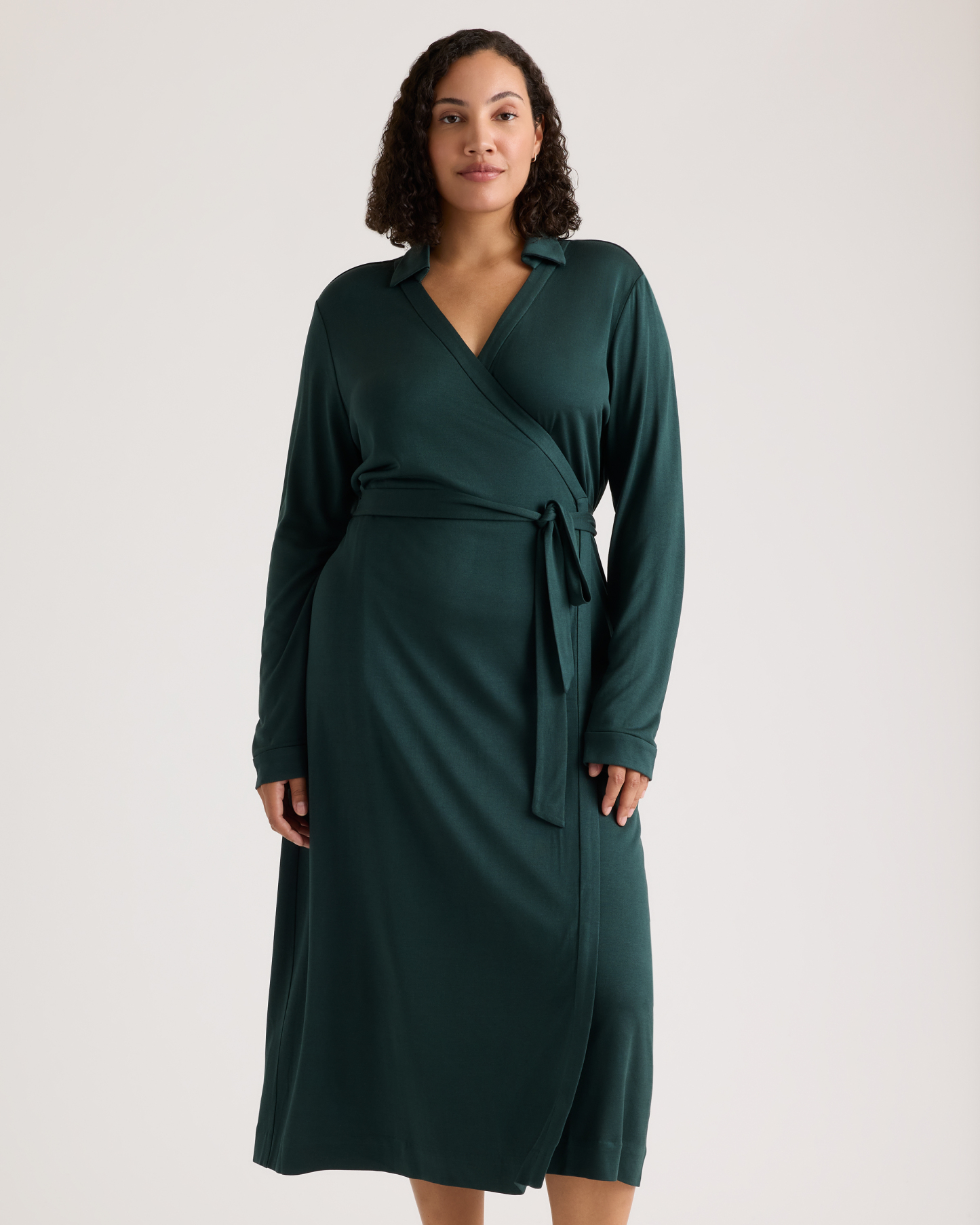100% Silk Jersey Midi Wrap Dress