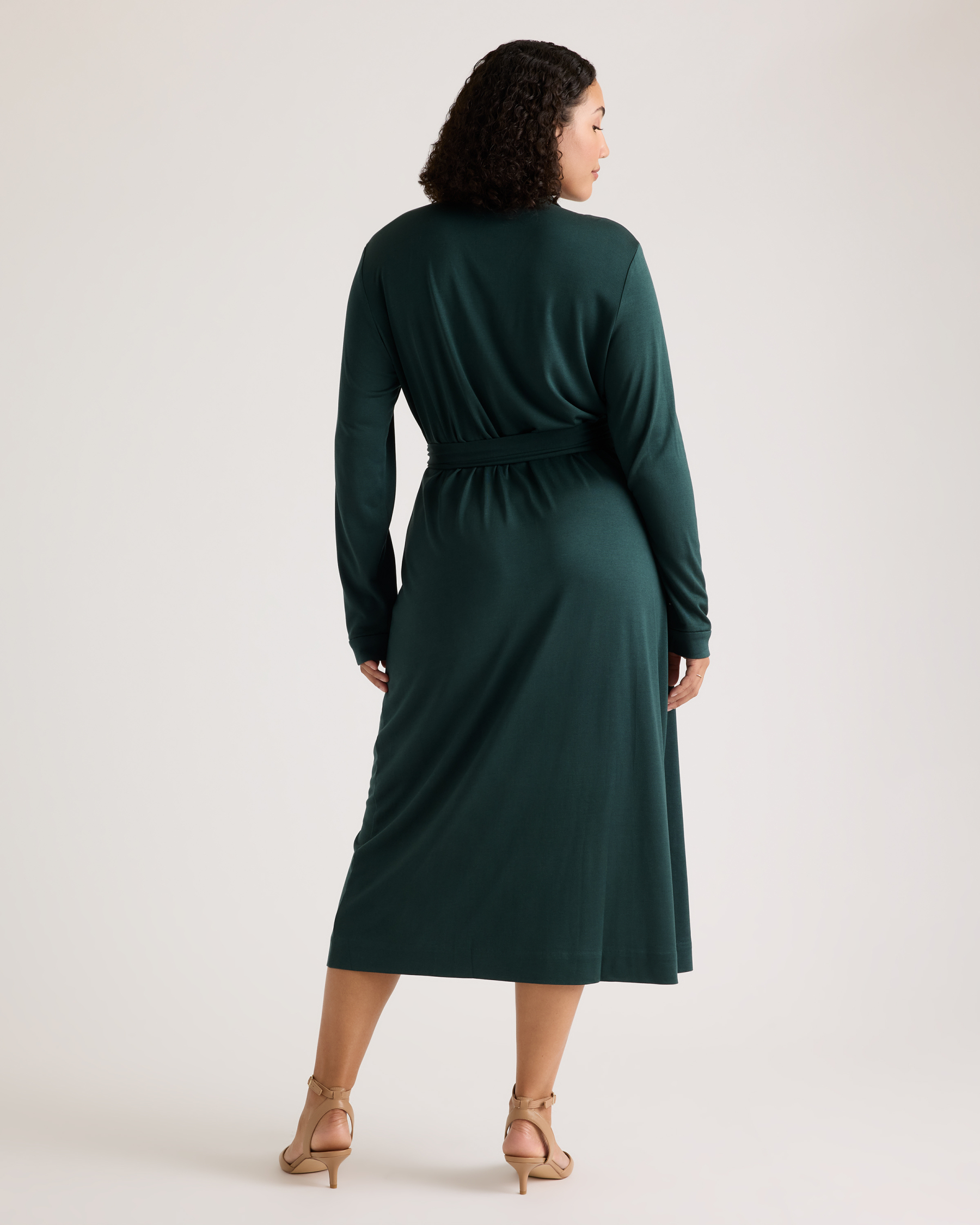 100% Silk Jersey Midi Wrap Dress