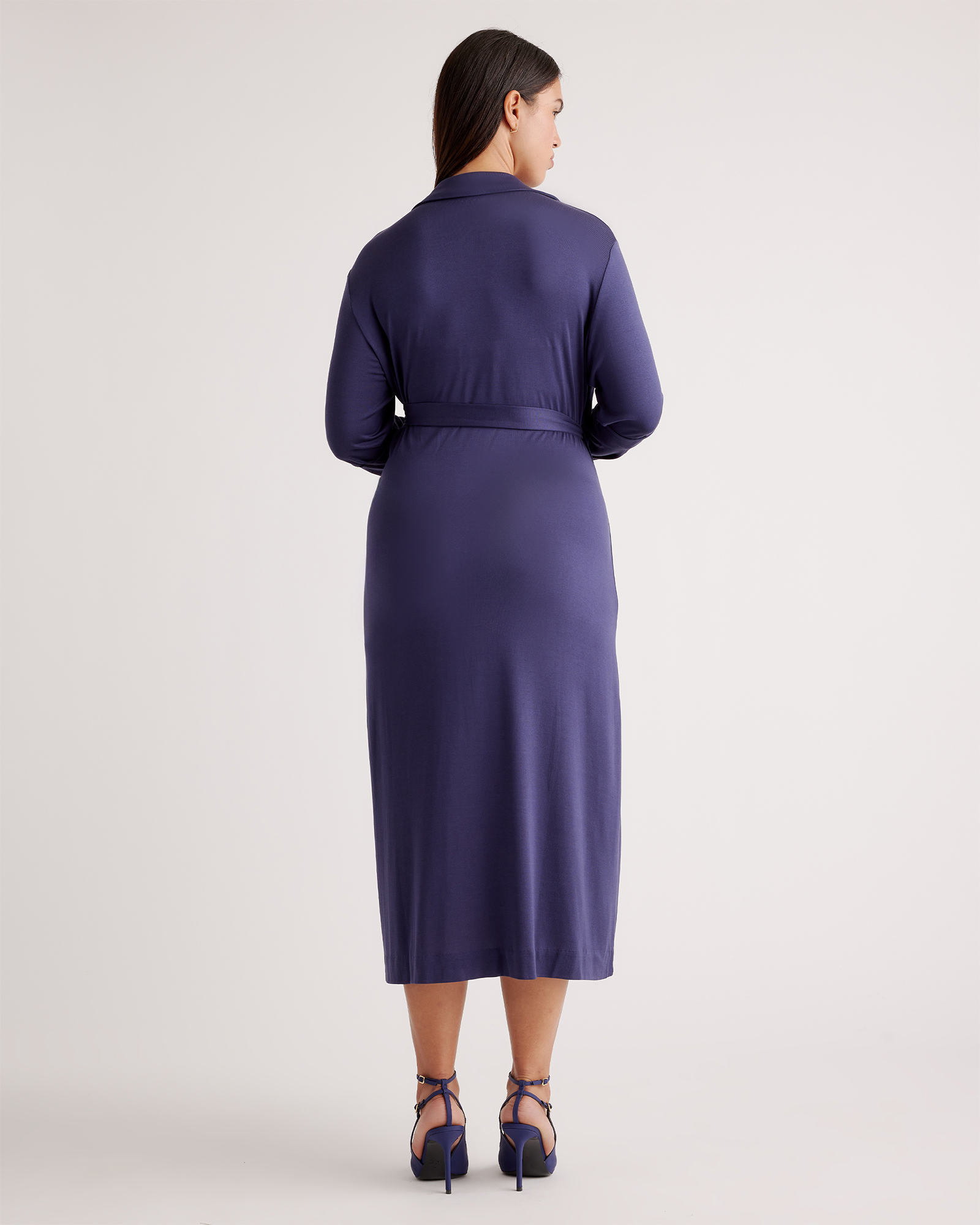 100% Silk Jersey Midi Wrap Dress