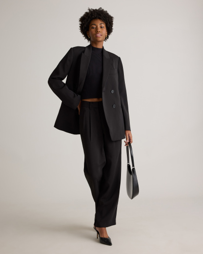 Stretch Crepe Relaxed Double-Breasted Blazer