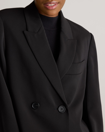 Stretch Crepe Relaxed Double-Breasted Blazer