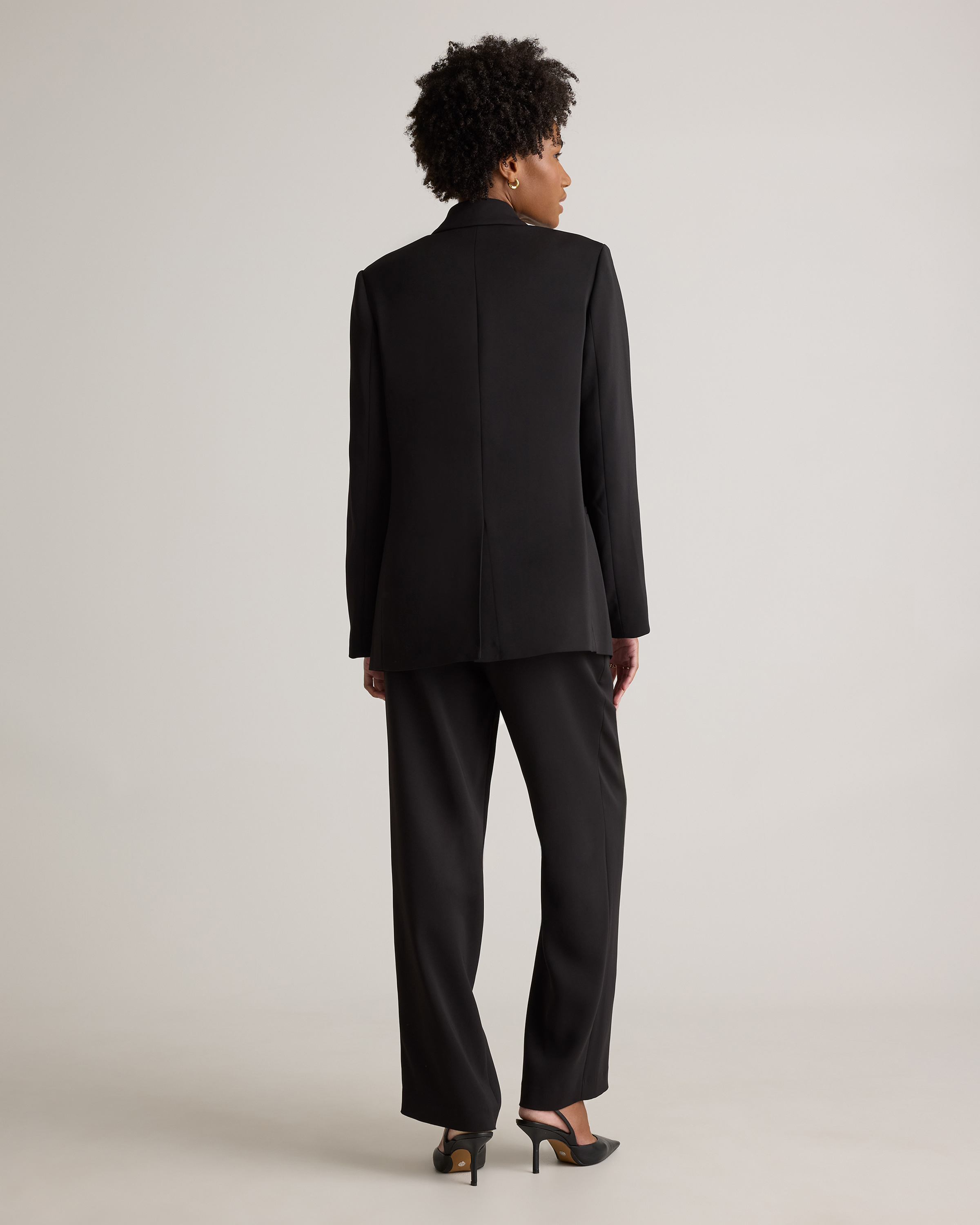 Stretch Crepe Relaxed Double-Breasted Blazer