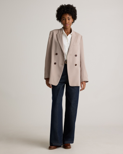 Stretch Crepe Relaxed Double-Breasted Blazer
