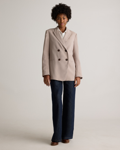 Stretch Crepe Relaxed Double-Breasted Blazer