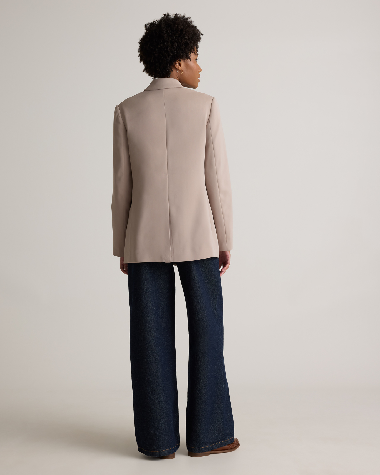Stretch Crepe Relaxed Double-Breasted Blazer