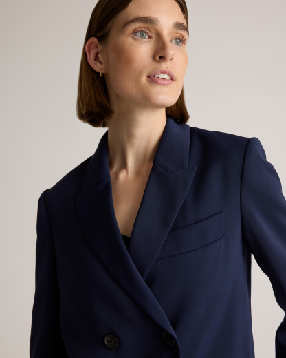 Stretch Crepe Relaxed Double-Breasted Blazer