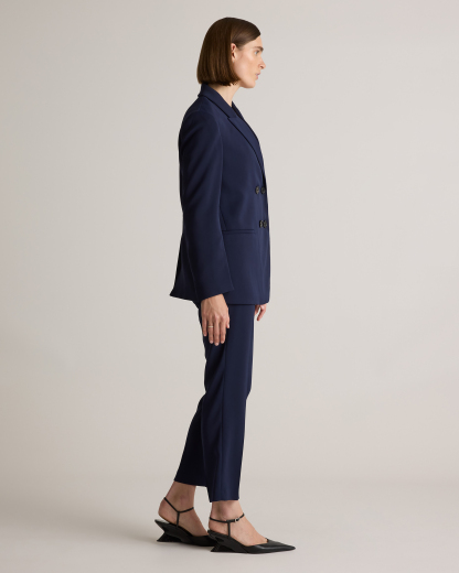 Stretch Crepe Relaxed Double-Breasted Blazer