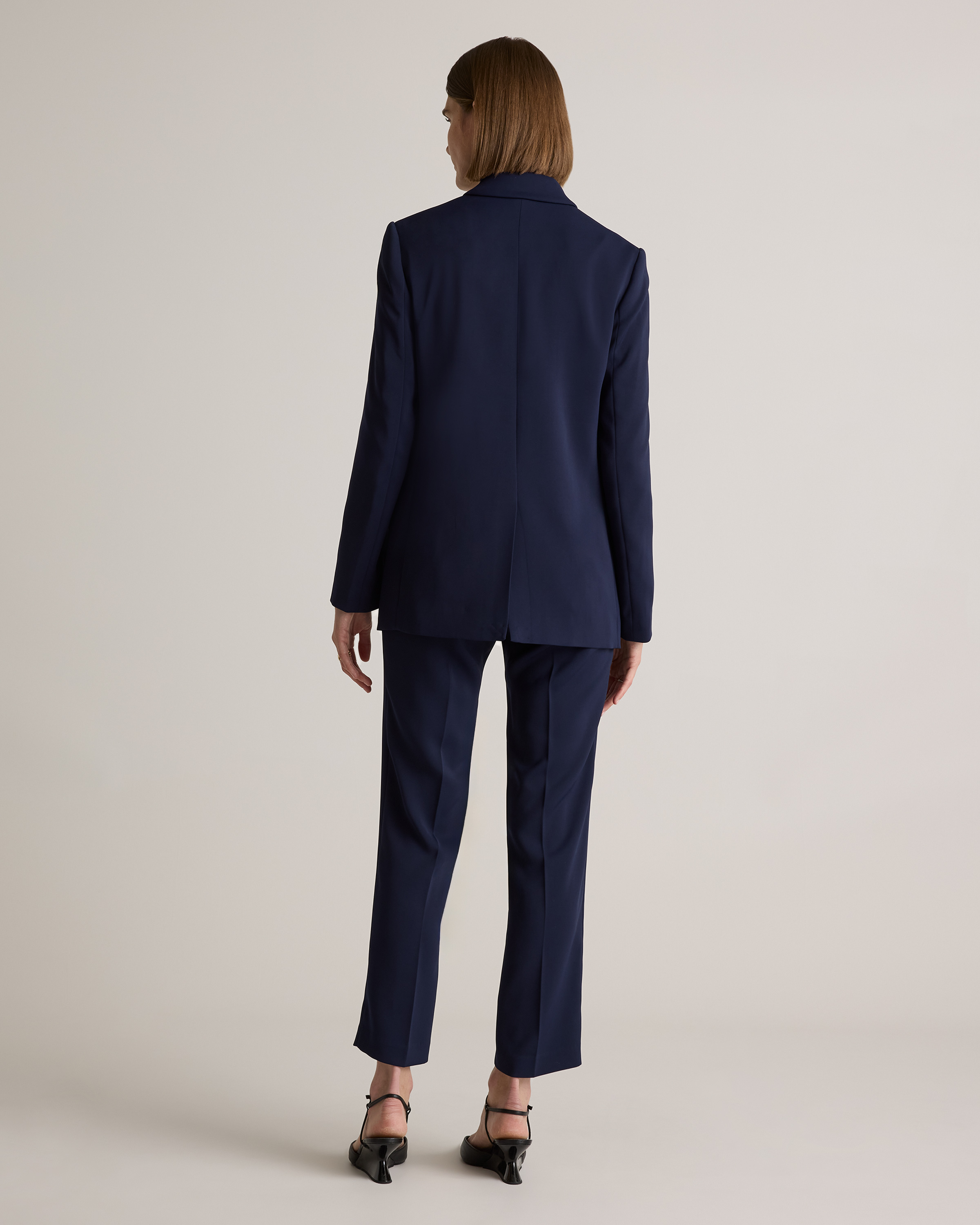 Stretch Crepe Relaxed Double-Breasted Blazer