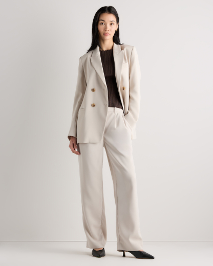 Stretch Crepe Relaxed Double-Breasted Blazer
