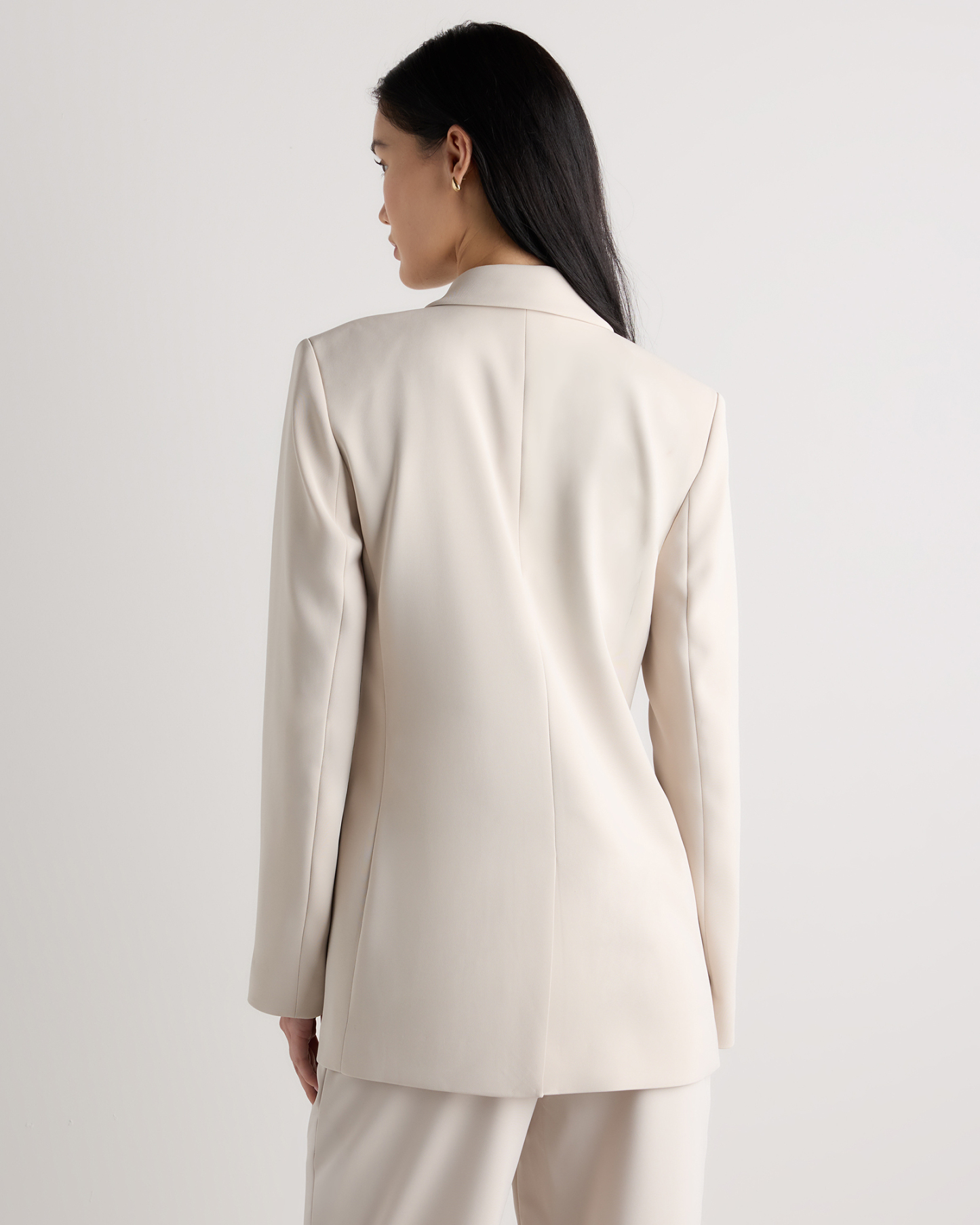 Stretch Crepe Relaxed Double-Breasted Blazer