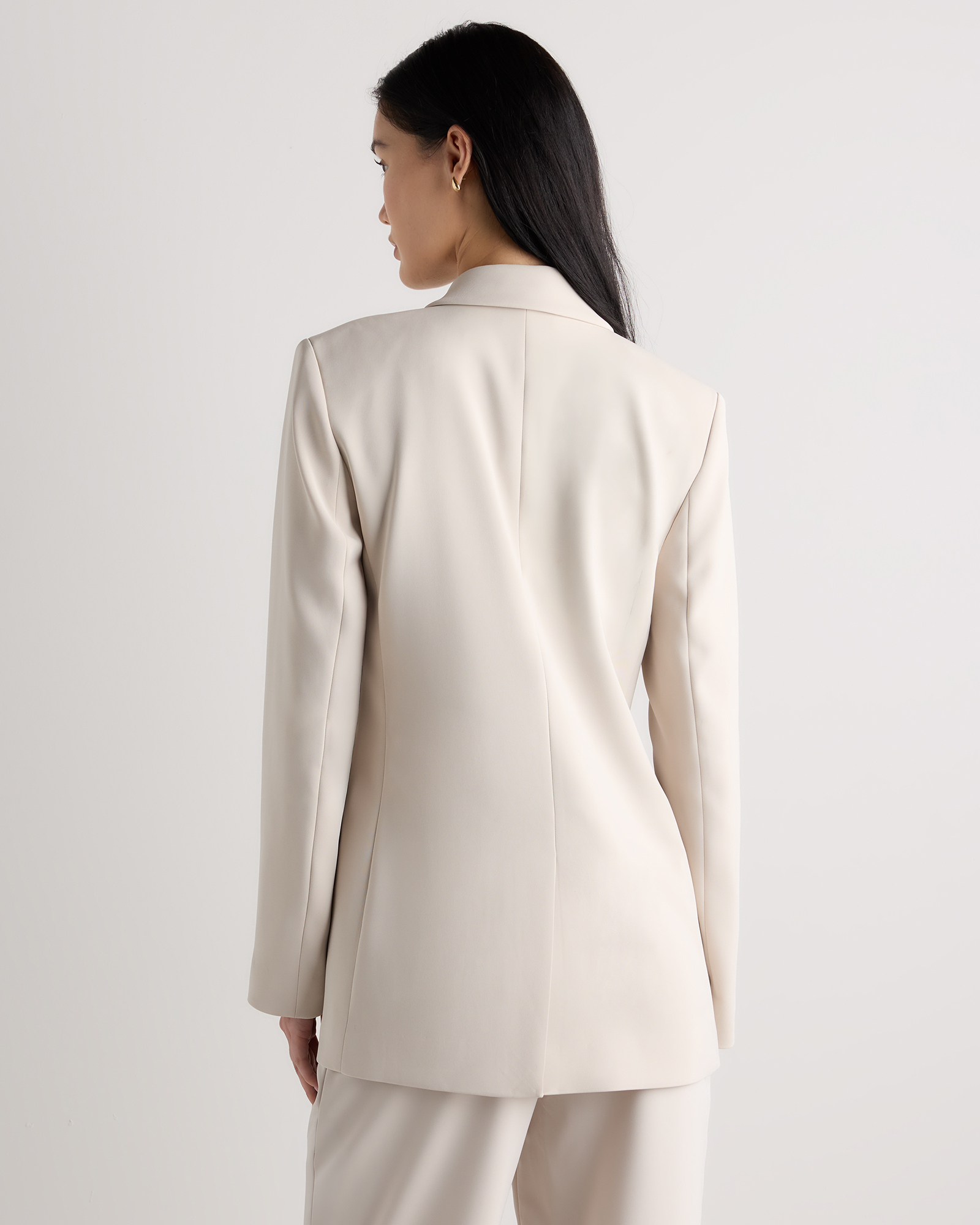 Stretch Crepe Relaxed Double-Breasted Blazer