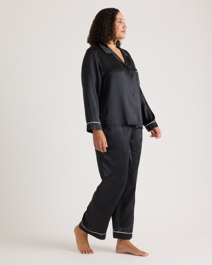 100% Washable Silk Satin Pajama Long Sleeve Top