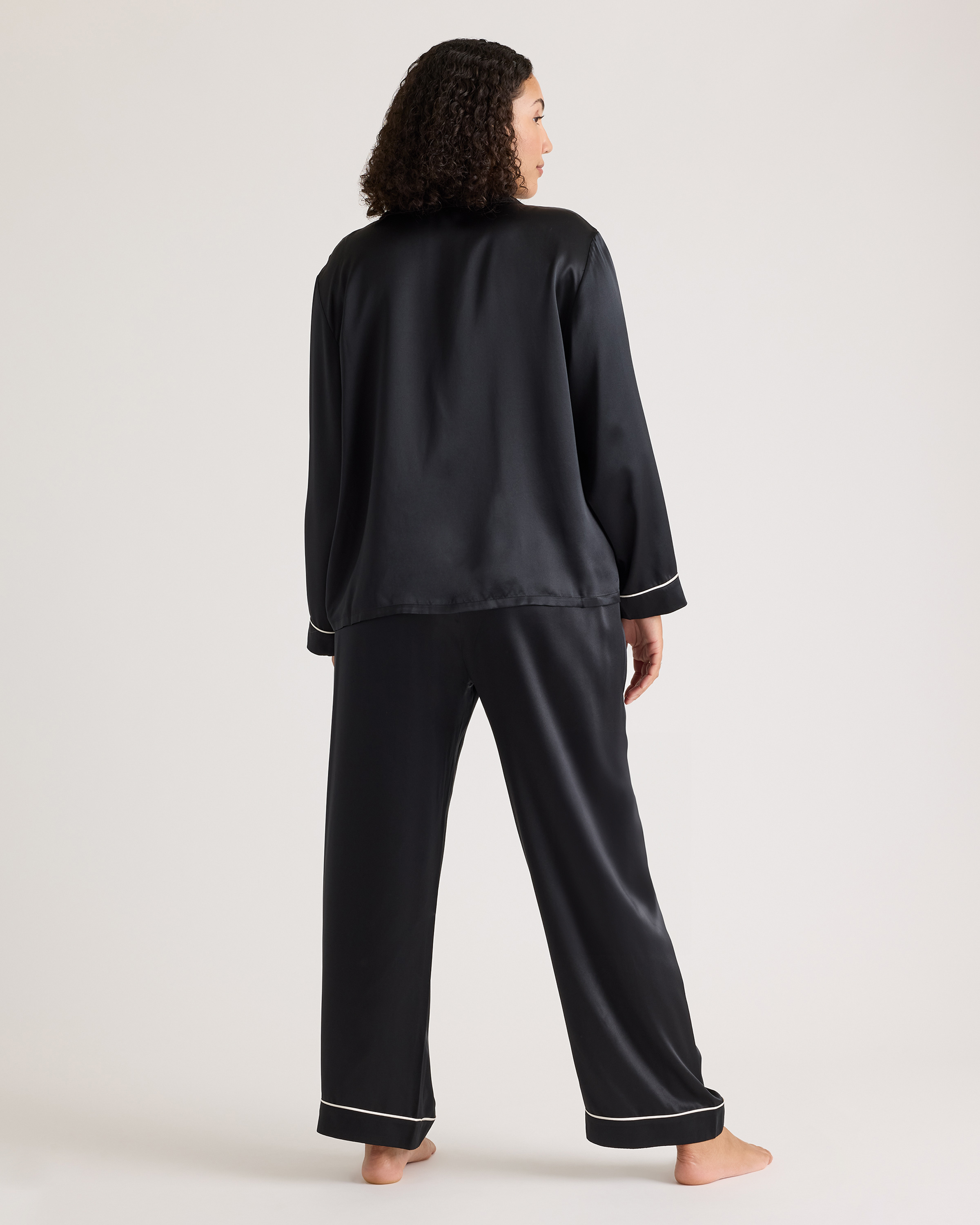 100% Washable Silk Satin Pajama Long Sleeve Top