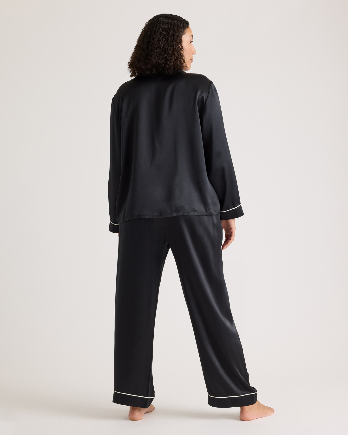 100% Washable Silk Satin Pajama Long Sleeve Top