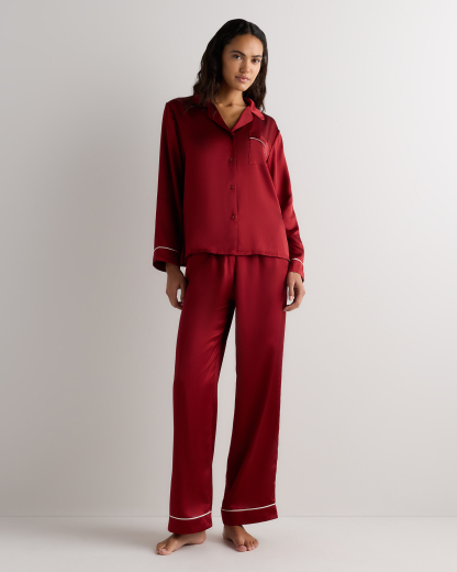 100% Washable Silk Satin Pajama Long Sleeve Top