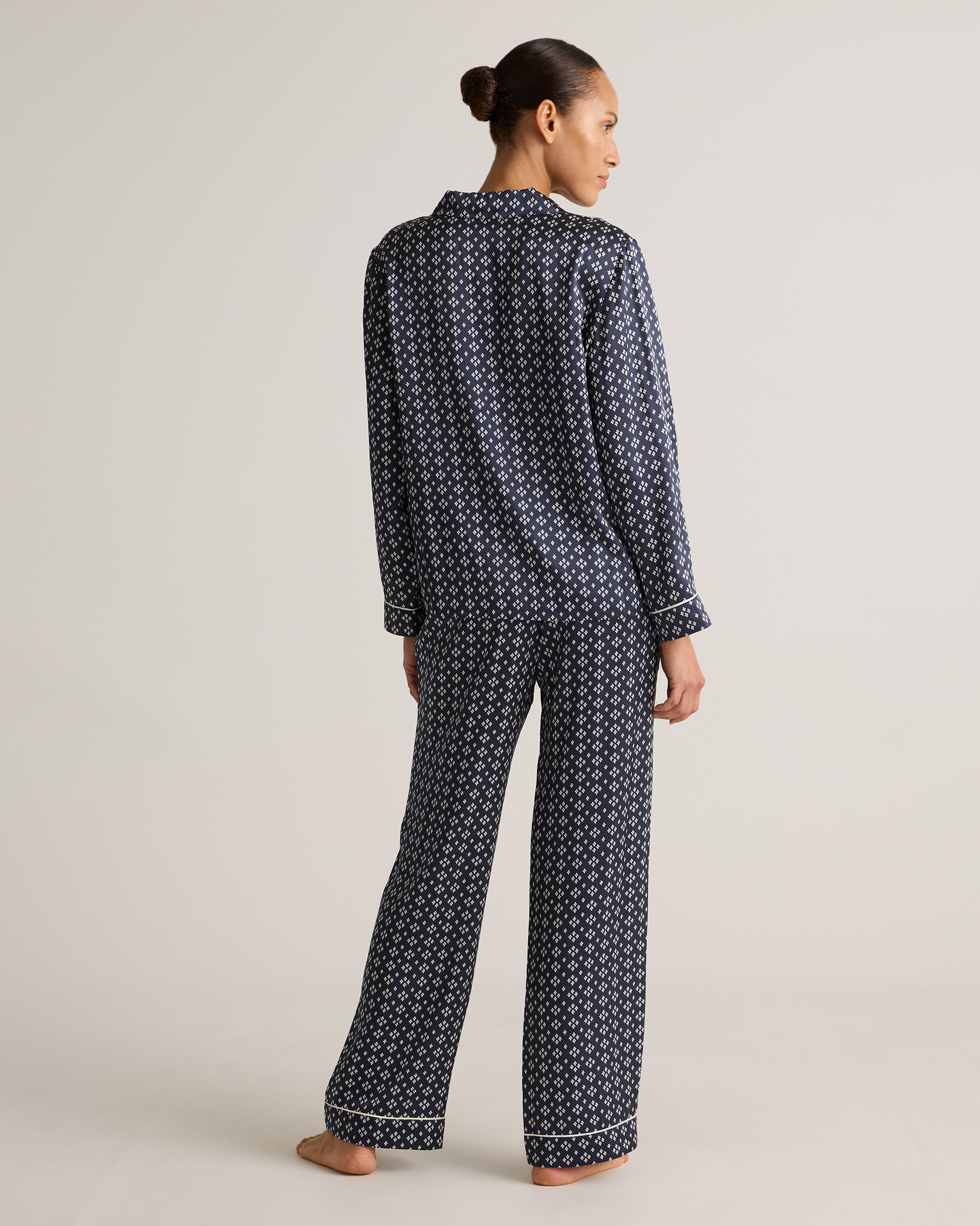 100% Washable Silk Satin Pajama Long Sleeve Top
