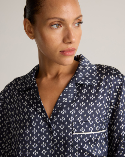 100% Washable Silk Satin Pajama Long Sleeve Top