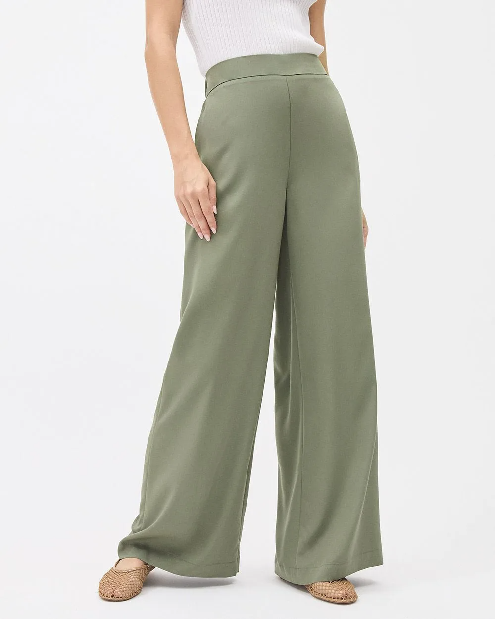 Wide-Leg High-Rise Twill Pant