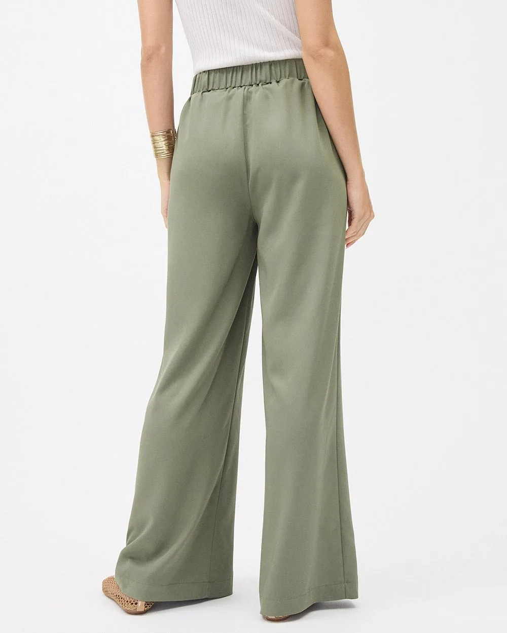 Wide-Leg High-Rise Twill Pant