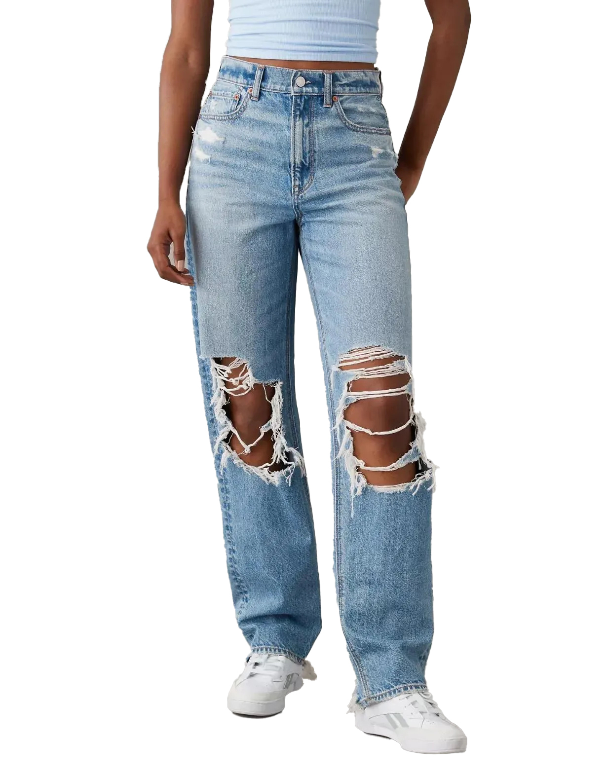 6-Pack Women's Strigid Ripped Highest Waist Baggy Straight Jean
