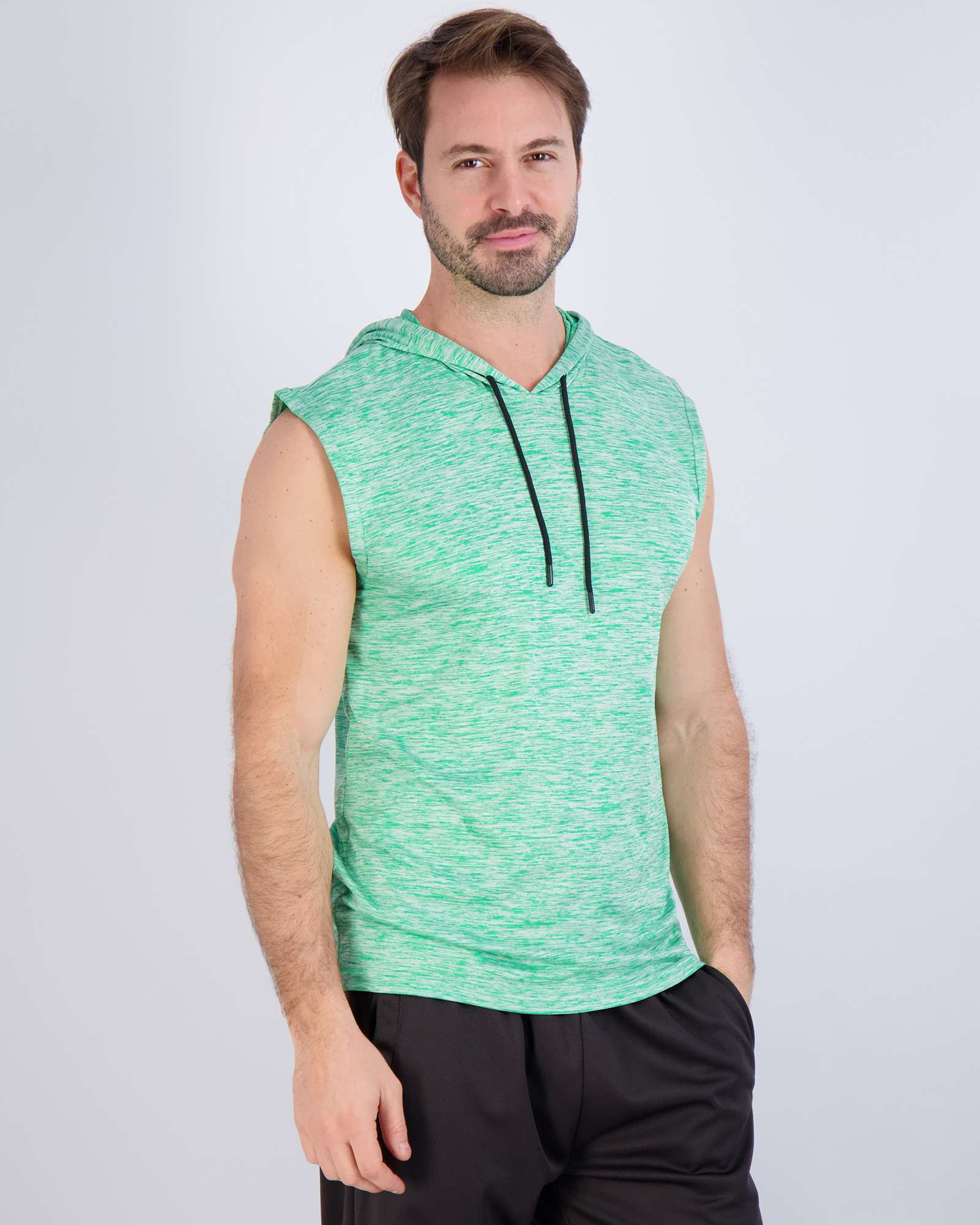 Men's Dry-Fit Active Hooded Tank Top Workout Drawstring Top (Available in Big & Tall)